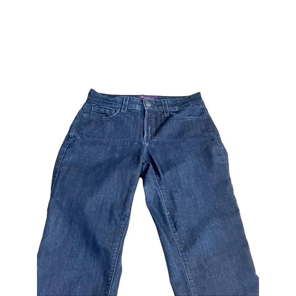 Not Your Daughters Jeans Women's Zip Fly Straight Led Denim Jeans Dark Wash Sz 2